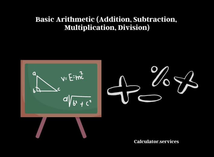 basic arithmetic (addition, subtraction, multiplication, division)