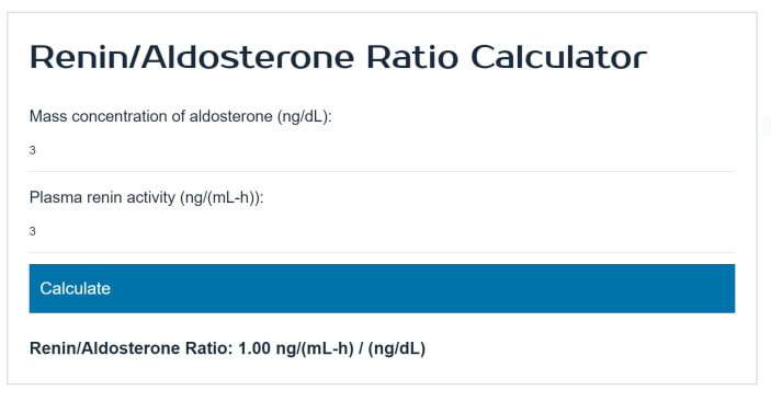 aldosterone-renin ratio calculator