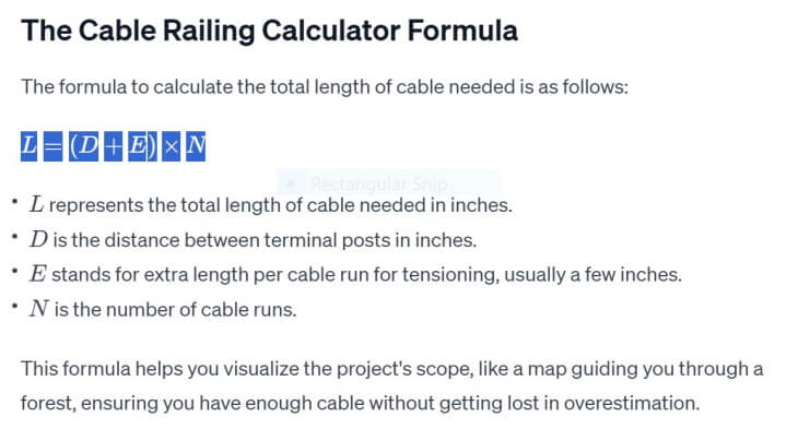 the cable railing calculator formula